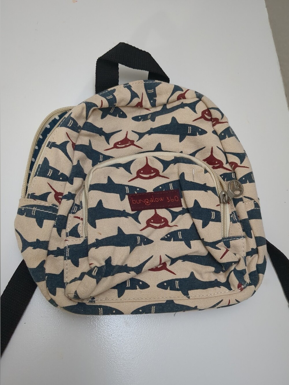 Bungalow 360 Small Mini Canvas Backpack Sharks Print